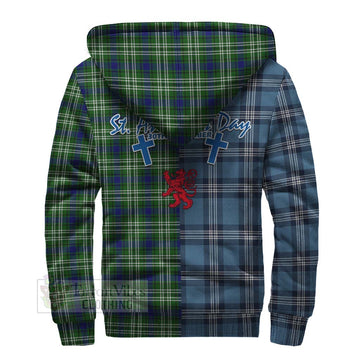 Purves Tartan Sherpa Hoodie Happy St. Andrew's Day Half Tartan Style