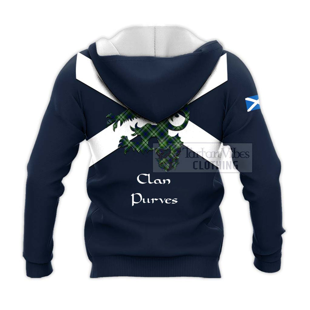 Tartan Vibes Clothing Purves Tartan Lion Rampant Knitted Hoodie – Proudly Display Your Heritage with Alba Gu Brath and Clan Name