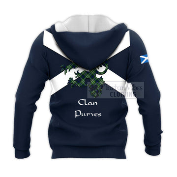 Purves Tartan Lion Rampant Knitted Hoodie Proudly Display Your Heritage with Alba Gu Brath and Clan Name