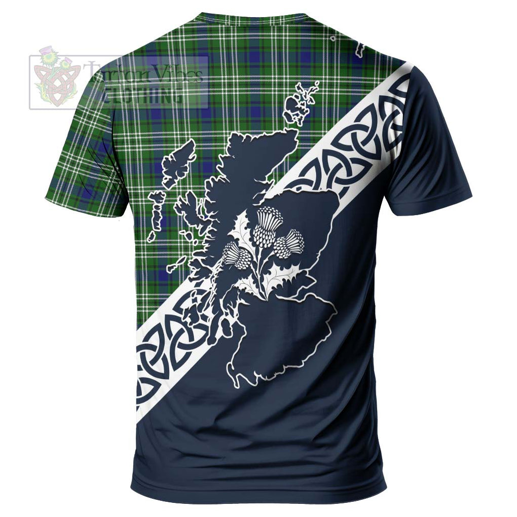 Purves Tartan T-Shirt Featuring Thistle and Scotland Map