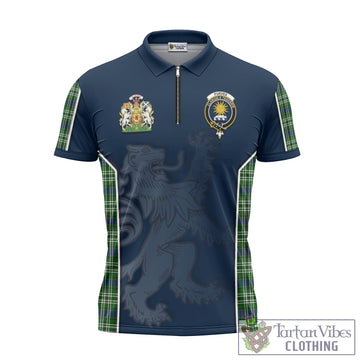 Purves Tartan Zipper Polo Shirt with Family Crest and Lion Rampant Vibes Sport Style - Tartan Vibes Clothing