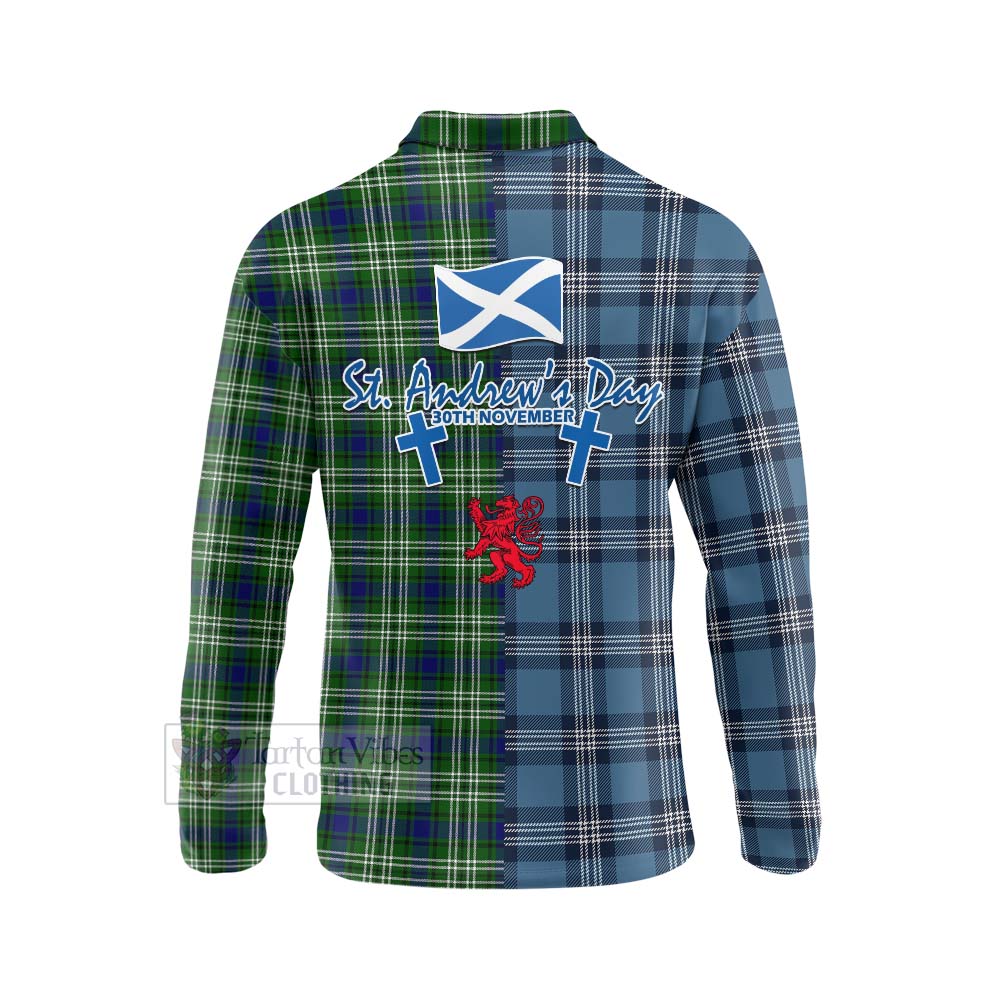 Tartan Vibes Clothing Purves Tartan Long Sleeve Polo Shirt Happy St. Andrew's Day Half Tartan Style