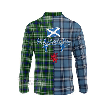 Purves Tartan Long Sleeve Polo Shirt Happy St. Andrew's Day Half Tartan Style