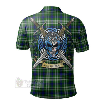 Purves Tartan Polo Shirt with Family Crest Celtic Skull Style