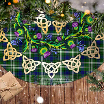 Purves Tartan Christmas Tree Skirt with Thistle Celtic Knot Style