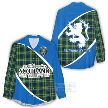 Purves Family Crest Tartan Women's Casual Shirt Celebrate Saint Andrew's Day in Style