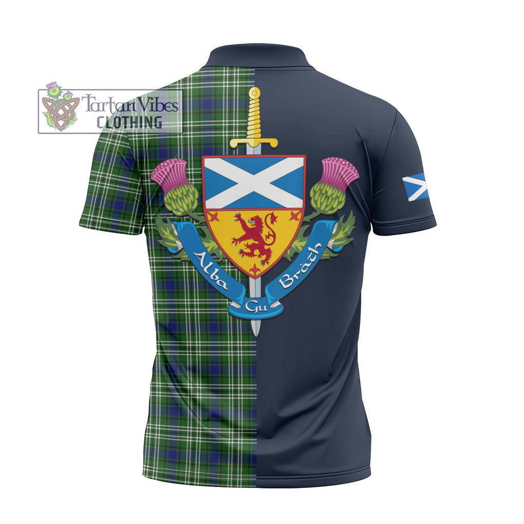 Purves Tartan Zipper Polo Shirt Alba with Scottish Lion Royal Arm Half Style - Tartan Vibes Clothing