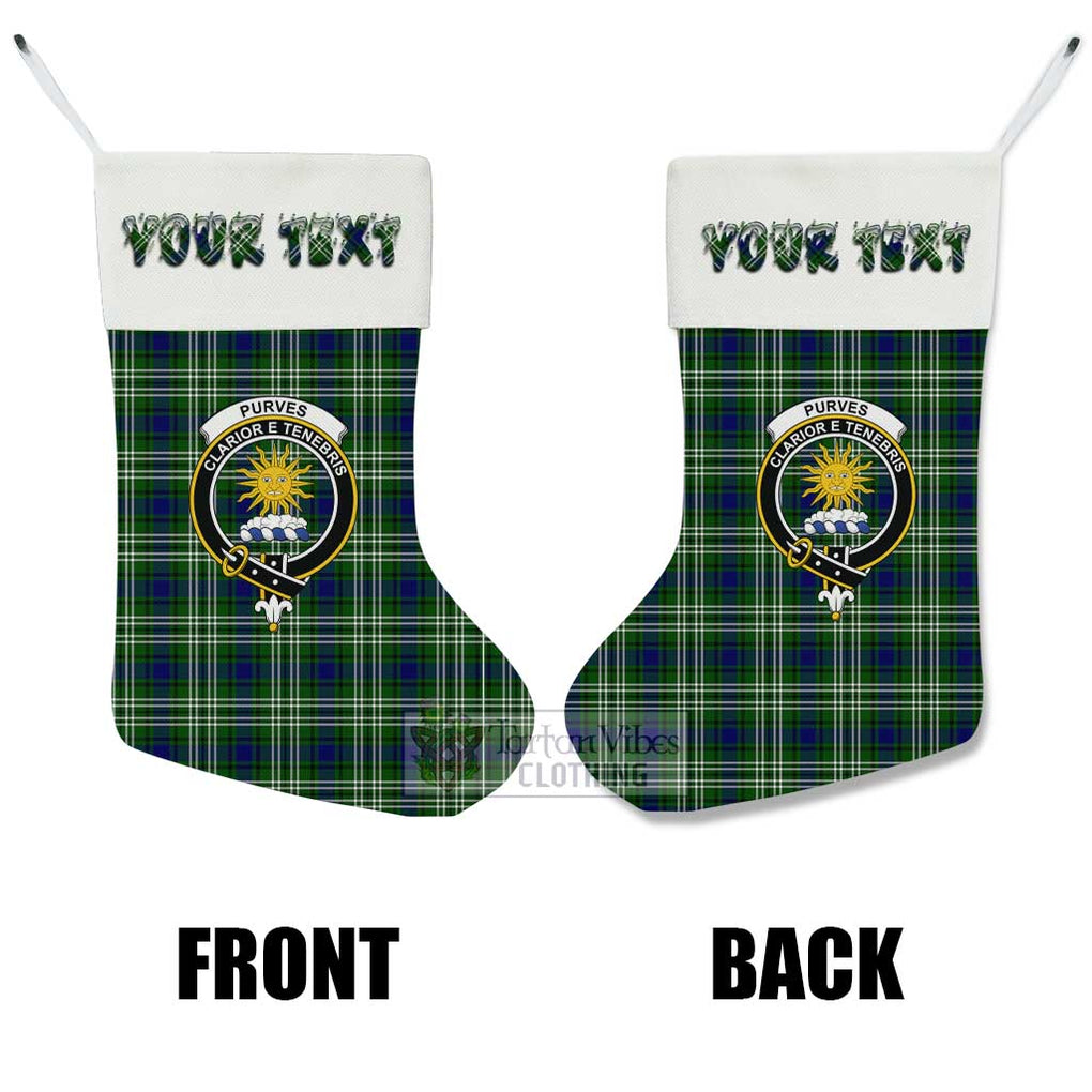 Tartan Vibes Clothing Purves Tartan Family Crest Christmas Stocking with Personalized Text