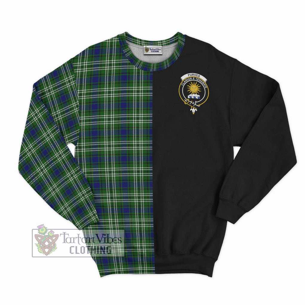 Purves Tartan Sweatshirt with Family Crest and Half Of Me Style - Tartanvibesclothing Shop