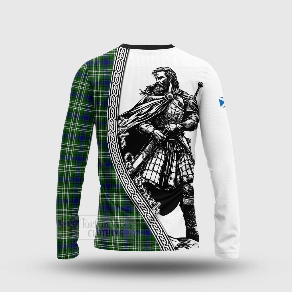 Tartan Vibes Clothing Purves Tartan Clan Crest Long Sleeve T-Shirt with Highlander Warrior Celtic Style