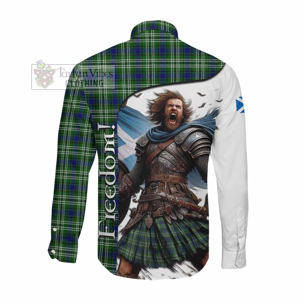 Tartan Vibes Clothing Purves Crest Tartan Long Sleeve Button Shirt Inspired by the Freedom of Scottish Warrior