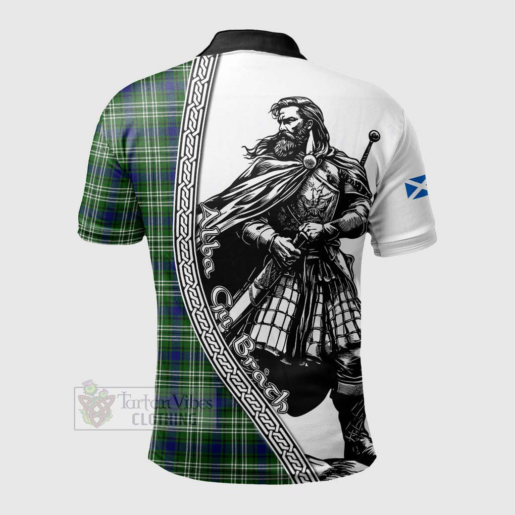 Tartan Vibes Clothing Purves Tartan Clan Crest Polo Shirt with Highlander Warrior Celtic Style