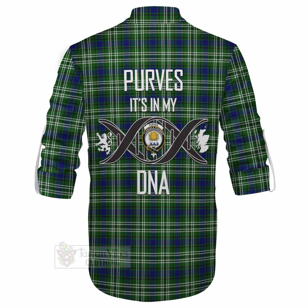 Tartan Vibes Clothing Purves Tartan Ghillie Kilt Shirt with Family Crest DNA In Me Style