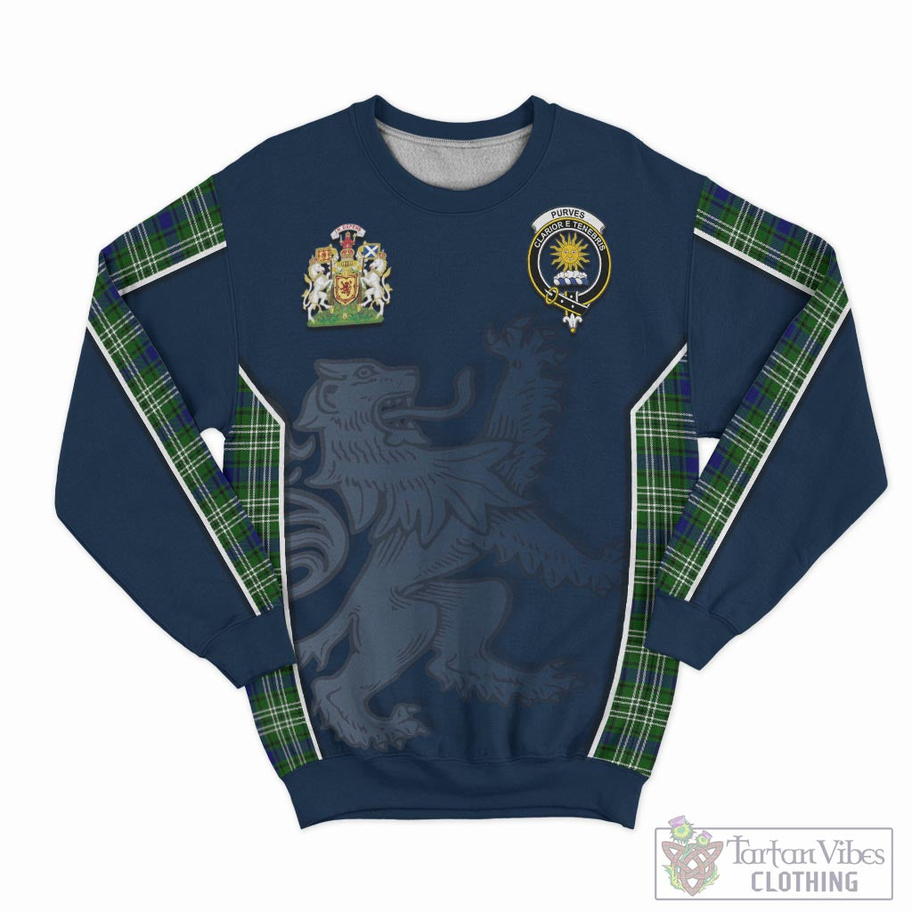 Tartan Vibes Clothing Purves Tartan Sweater with Family Crest and Lion Rampant Vibes Sport Style