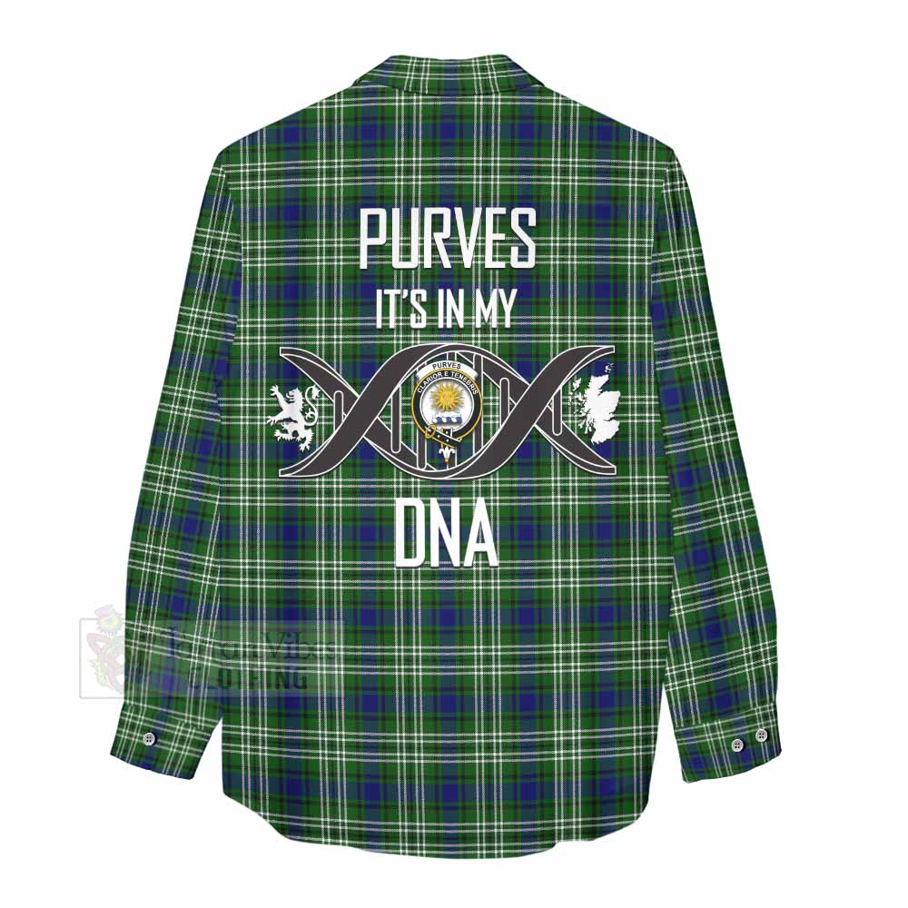 Tartan Vibes Clothing Purves Tartan Women's Casual Shirt with Family Crest DNA In Me Style