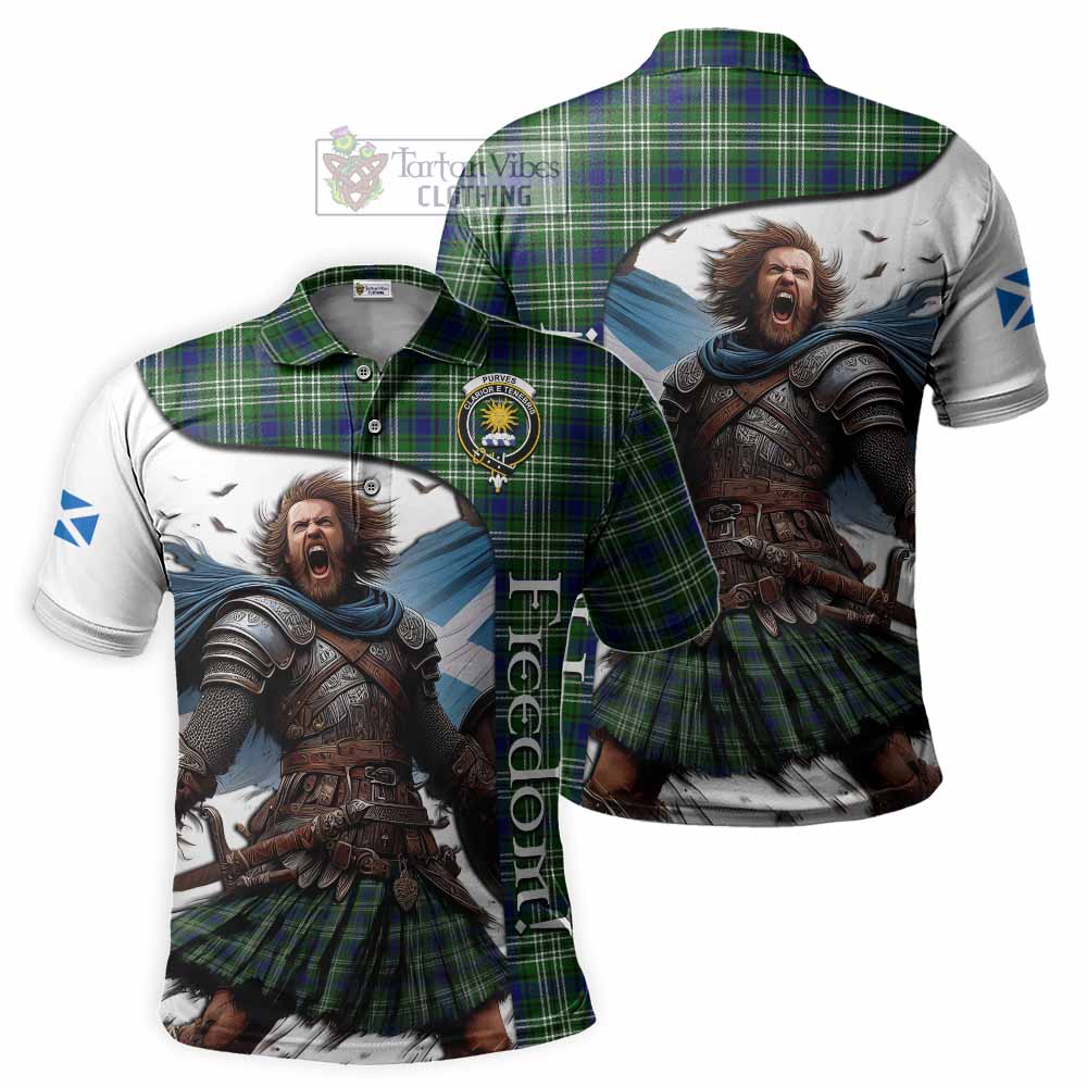 Tartan Vibes Clothing Purves Crest Tartan Polo Shirt Inspired by the Freedom of Scottish Warrior