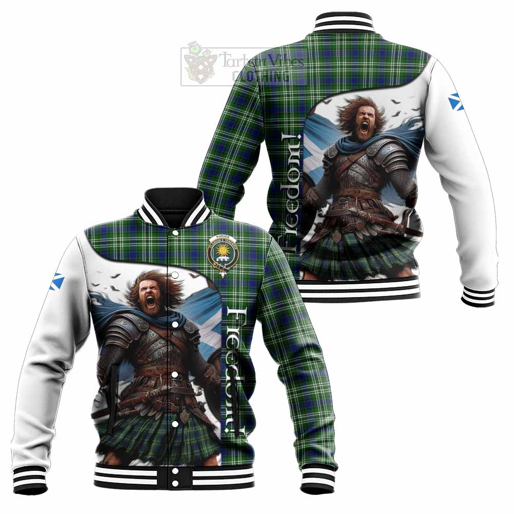 Tartan Vibes Clothing Purves Crest Tartan Baseball Jacket Inspired by the Freedom of Scottish Warrior