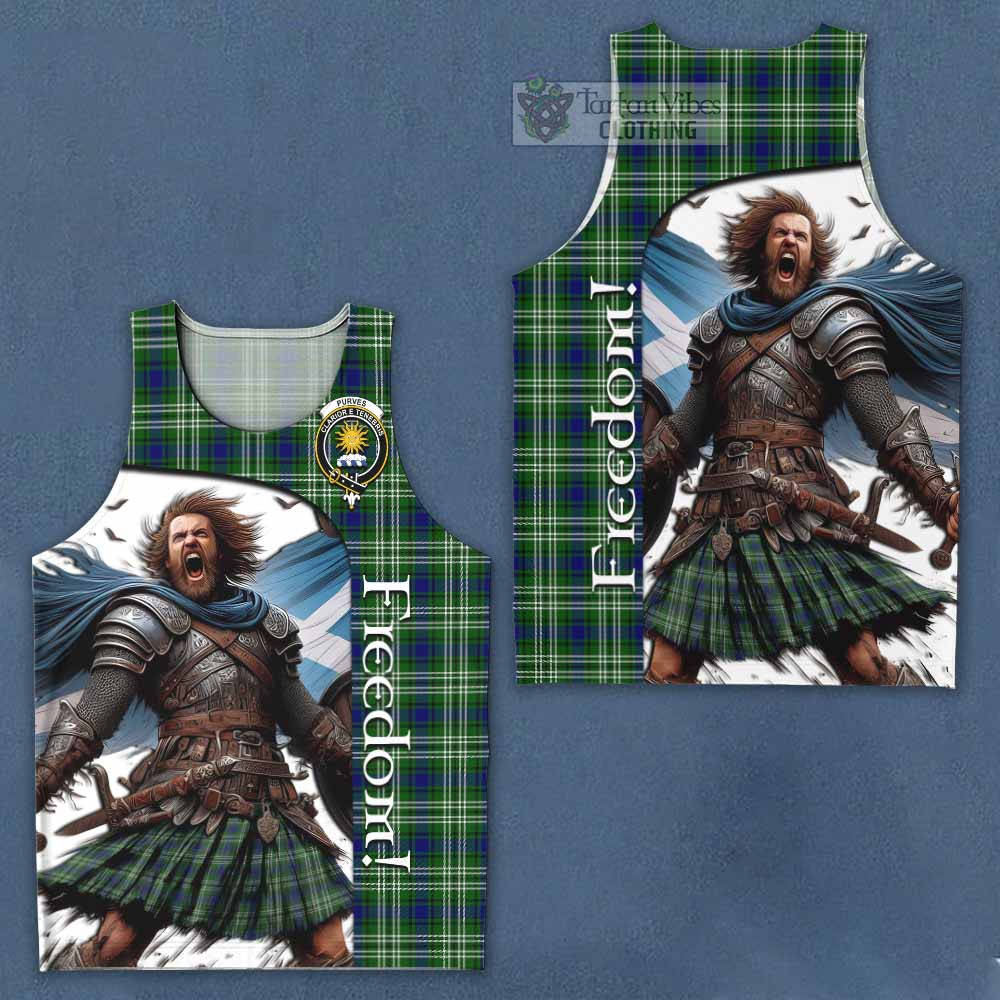 Tartan Vibes Clothing Purves Crest Tartan Men's Tank Top Inspired by the Freedom of Scottish Warrior