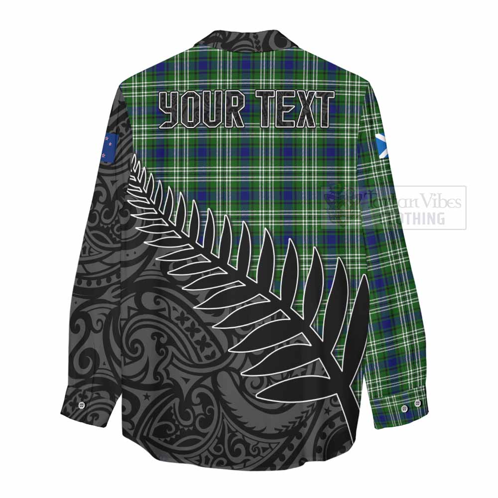 Tartan Vibes Clothing Purves Crest Tartan Women's Casual Shirt with New Zealand Silver Fern Half Style