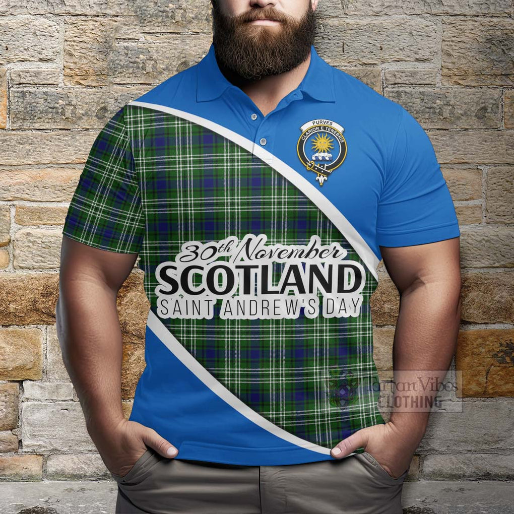 Tartan Vibes Clothing Purves Family Crest Tartan Polo Shirt Celebrate Saint Andrew's Day in Style