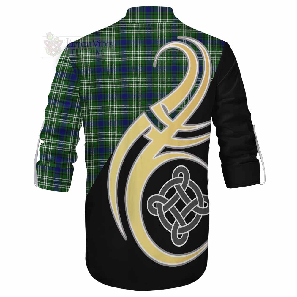 Tartan Vibes Clothing Purves Tartan Ghillie Kilt Shirt with Family Crest and Celtic Symbol Style