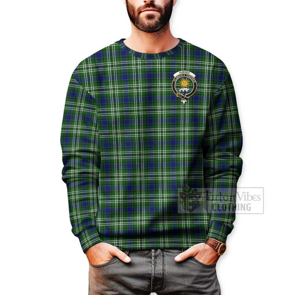 Purves Tartan Sweatshirt with Family Crest Celtic Skull Style - Tartan Vibes Clothing