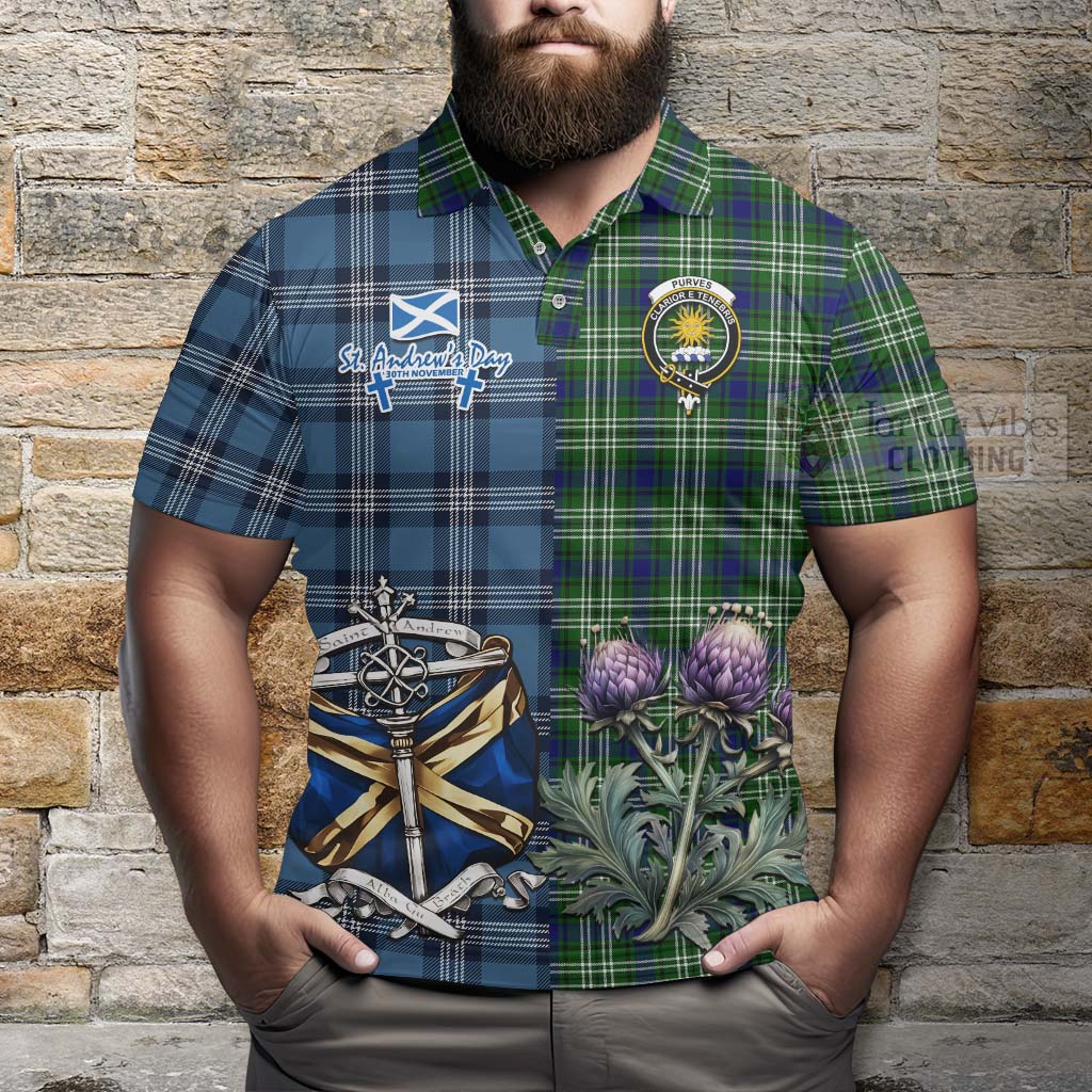 Tartan Vibes Clothing Purves Tartan Polo Shirt Happy St. Andrew's Day Half Tartan Style