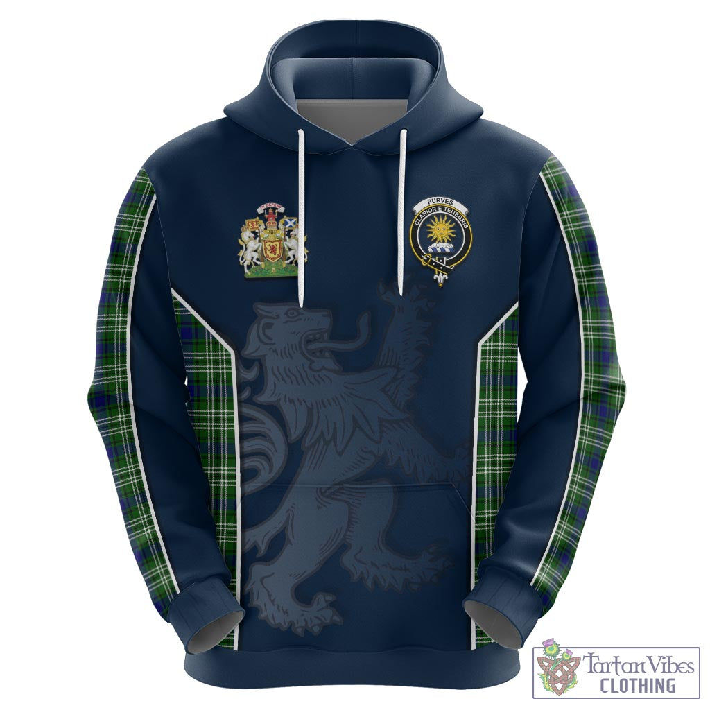 Tartan Vibes Clothing Purves Tartan Hoodie with Family Crest and Lion Rampant Vibes Sport Style