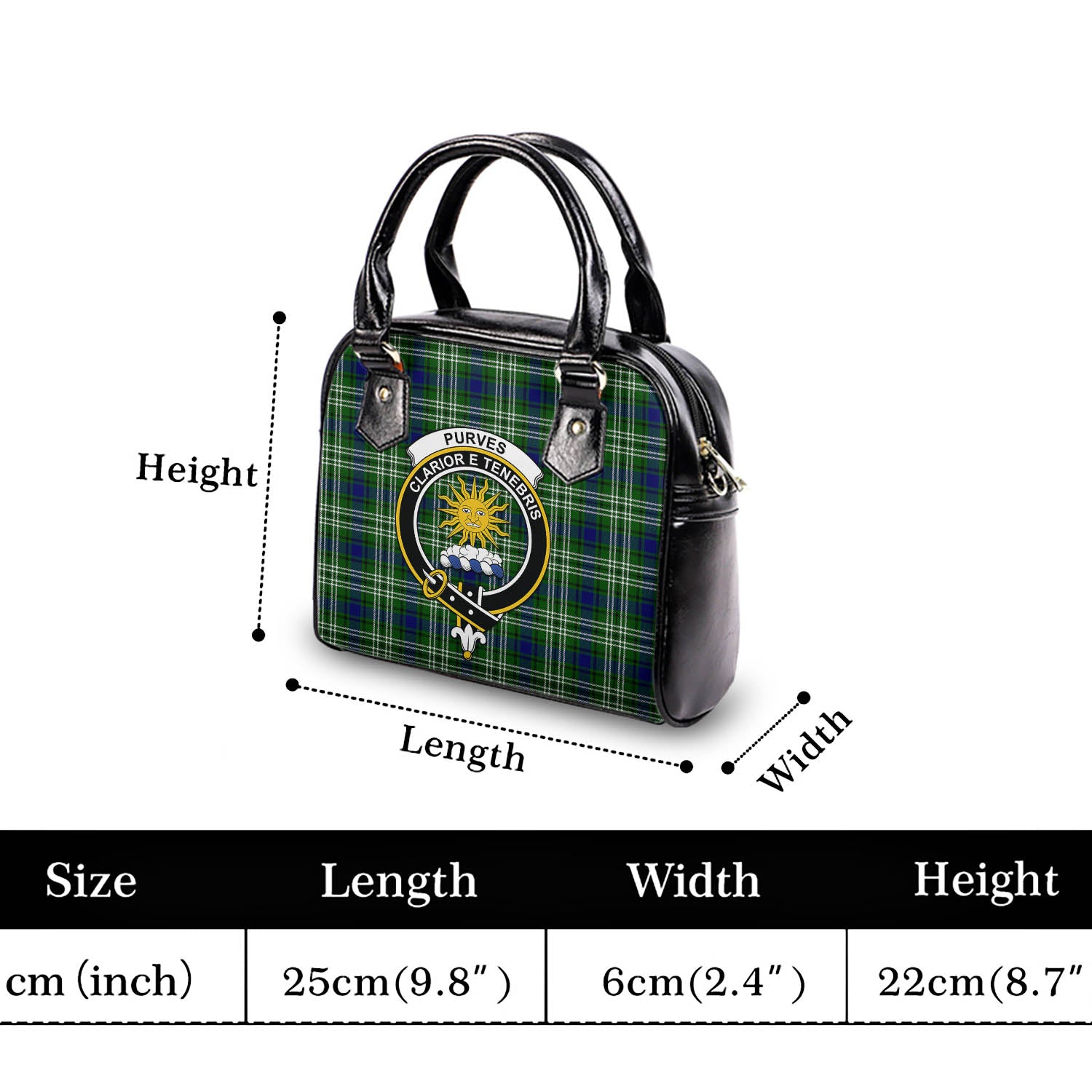 Purves Tartan Shoulder Handbags with Family Crest - Tartanvibesclothing