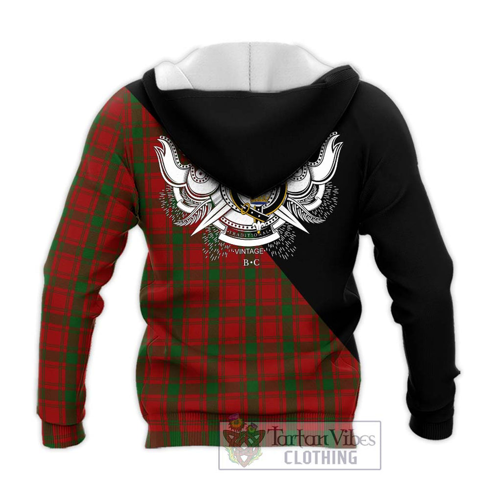 Quarrie Tartan Knitted Hoodie with Family Crest and Military Logo Style - Tartanvibesclothing Shop