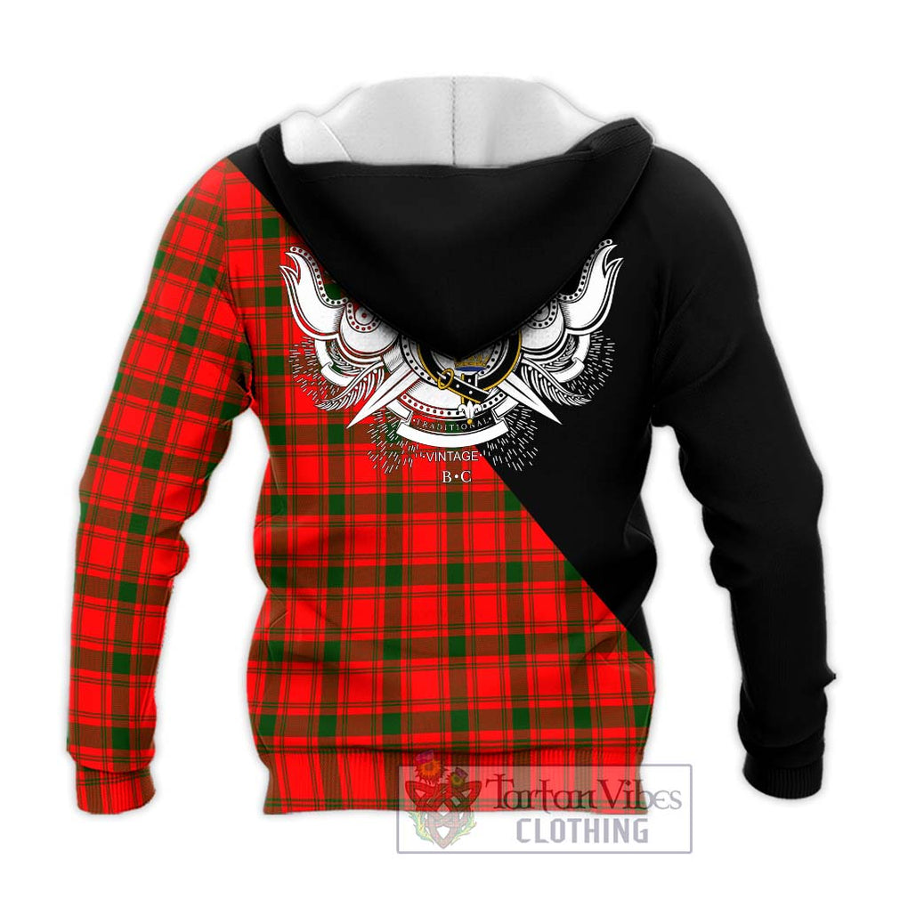 Quarrie Modern Tartan Knitted Hoodie with Family Crest and Military Logo Style - Tartanvibesclothing Shop