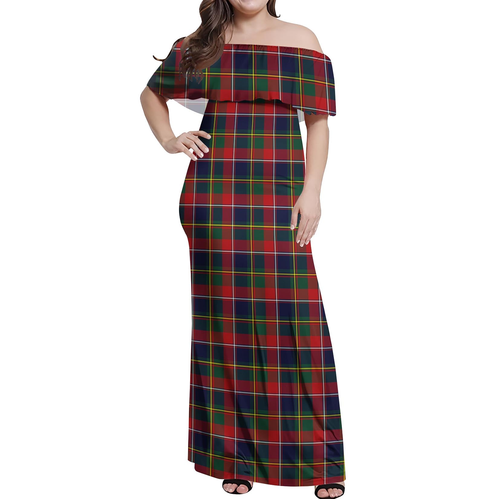 Quebec Province Canada Tartan Off Shoulder Long Dress Women's Dress - Tartanvibesclothing