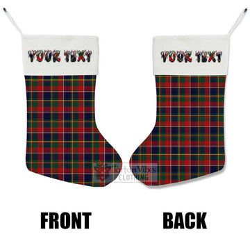 Quebec Province Canada Tartan Christmas Stocking with Personalized Text