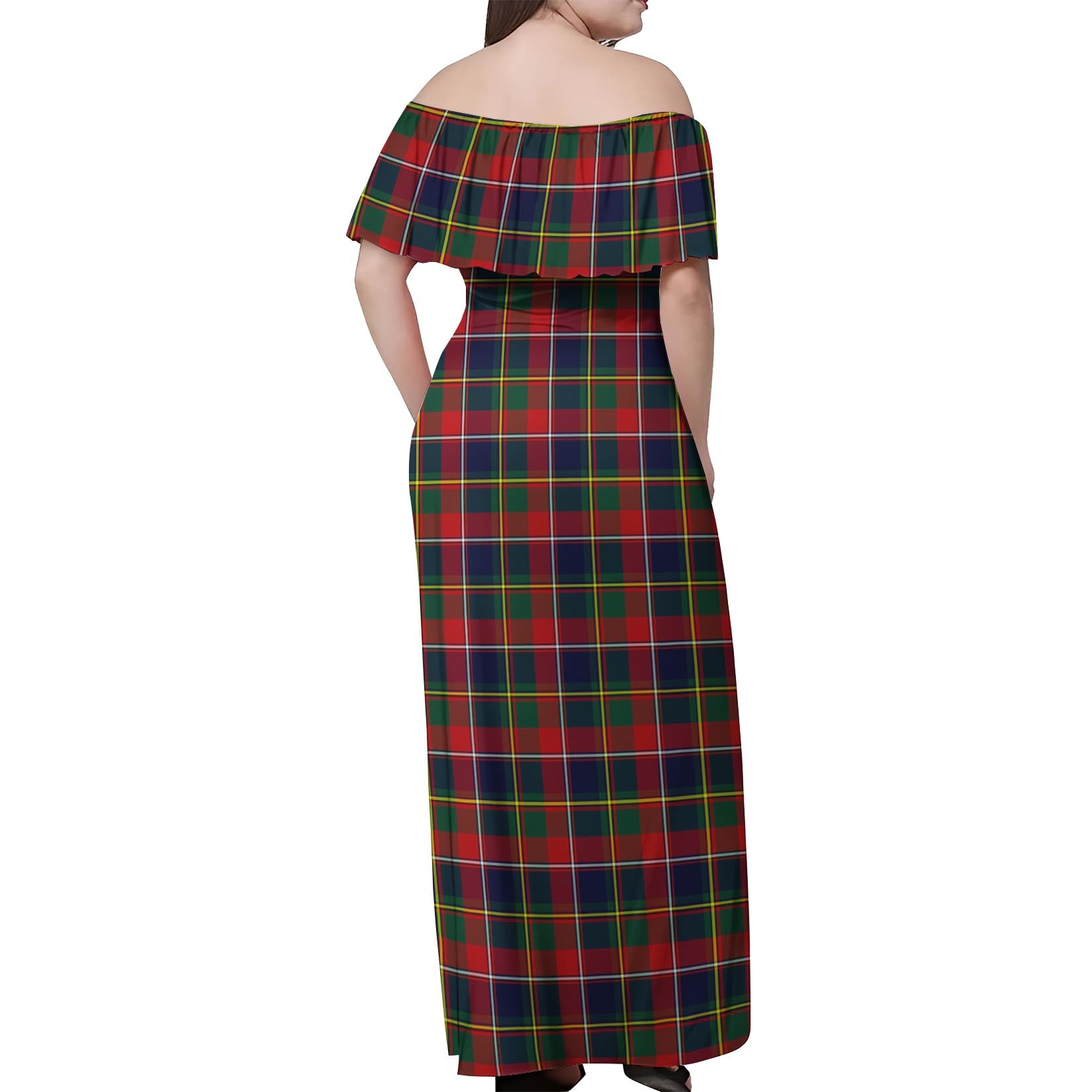 Quebec Province Canada Tartan Off Shoulder Long Dress - Tartanvibesclothing