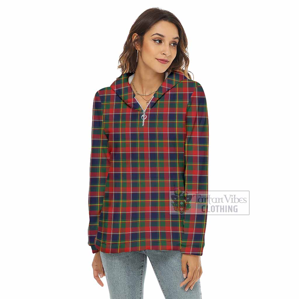 Tartan Vibes Clothing Quebec Province Canada Tartan Women's Borg  Half Zip Fleece Hoodie