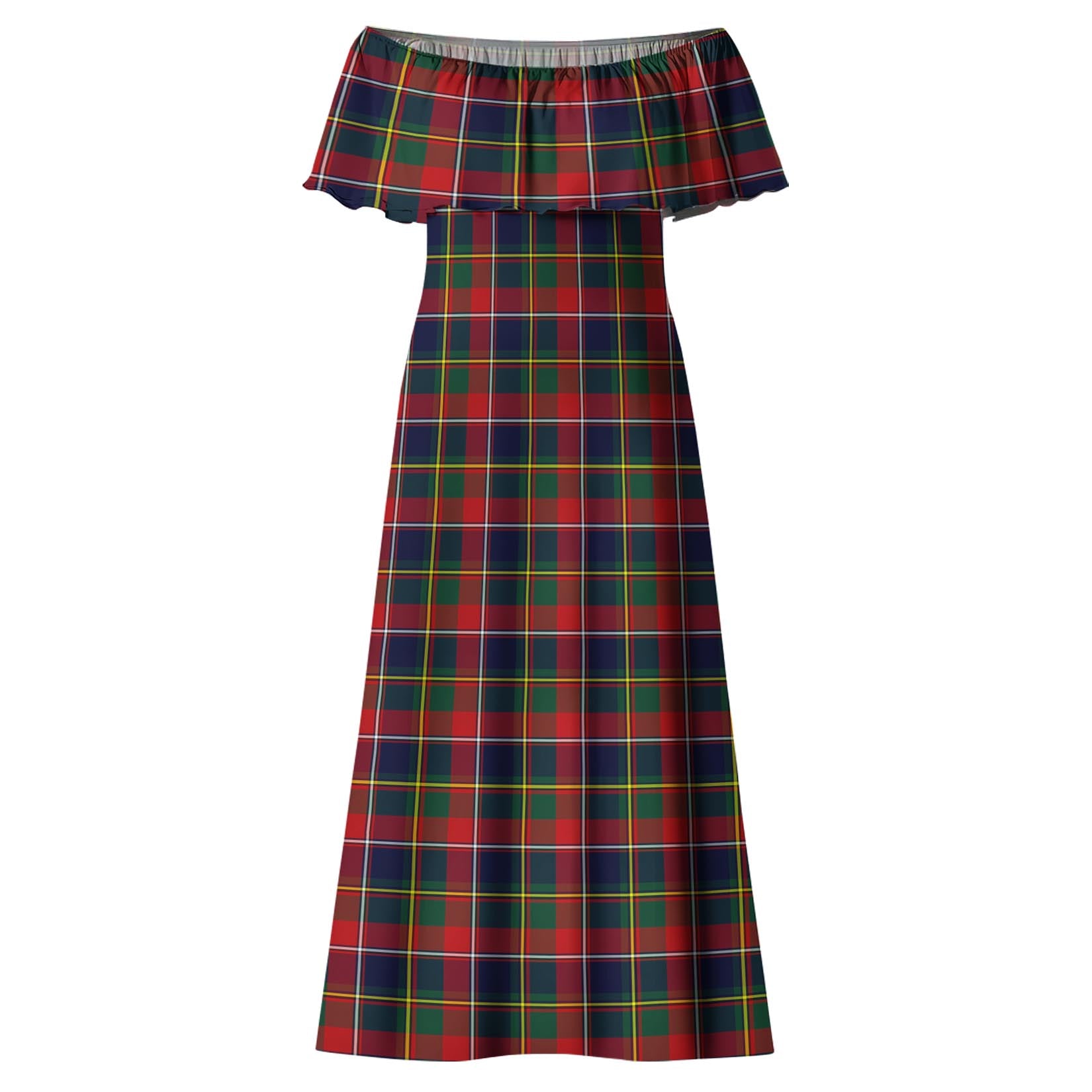 Quebec Province Canada Tartan Off Shoulder Long Dress - Tartanvibesclothing