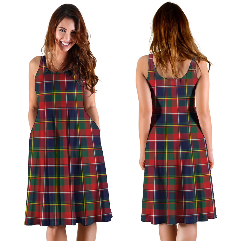 quebec-province-canada-tartan-sleeveless-midi-womens-dress