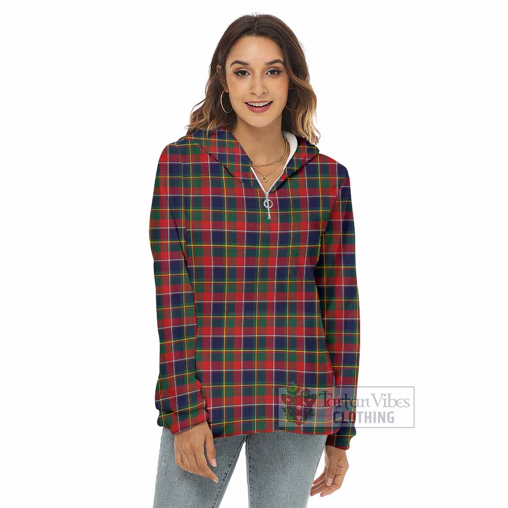 Tartan Vibes Clothing Quebec Province Canada Tartan Women's Borg  Half Zip Fleece Hoodie