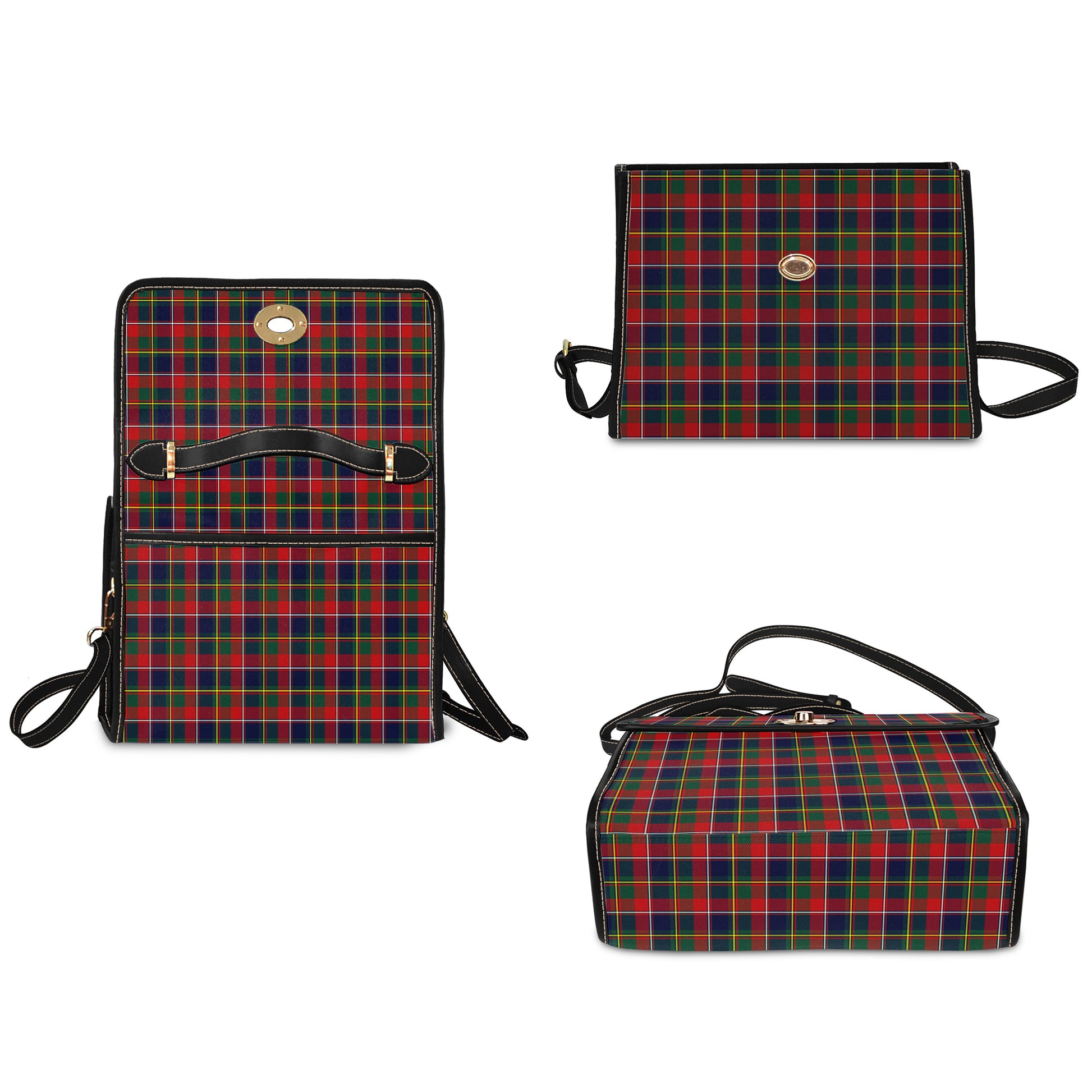 quebec-province-canada-tartan-leather-strap-waterproof-canvas-bag