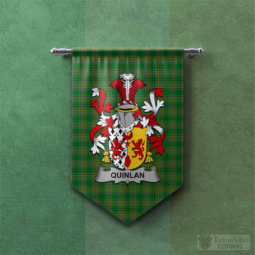 Quinlan Irish Clan Tartan Gonfalon, Tartan Banner with Coat of Arms Chevron - Tartan Vibes Clothing