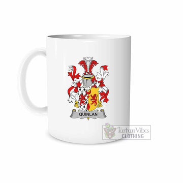 Quinlan Irish Clan Coat of Arms Ceramic Mug White - 2D-tartanvibesclothing