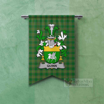 Quinn Irish Clan Tartan Gonfalon, Tartan Banner with Coat of Arms Fishtail - Tartan Vibes Clothing