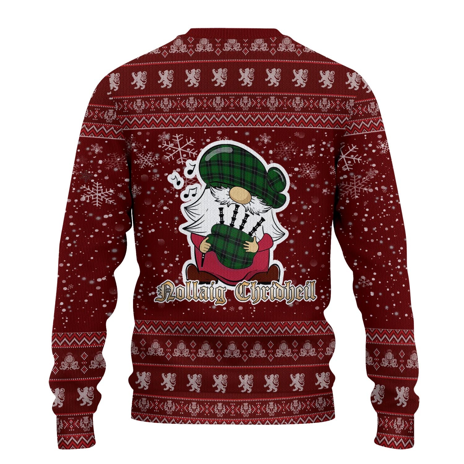 Raeside Clan Christmas Family Knitted Sweater with Funny Gnome Playing Bagpipes - Tartanvibesclothing