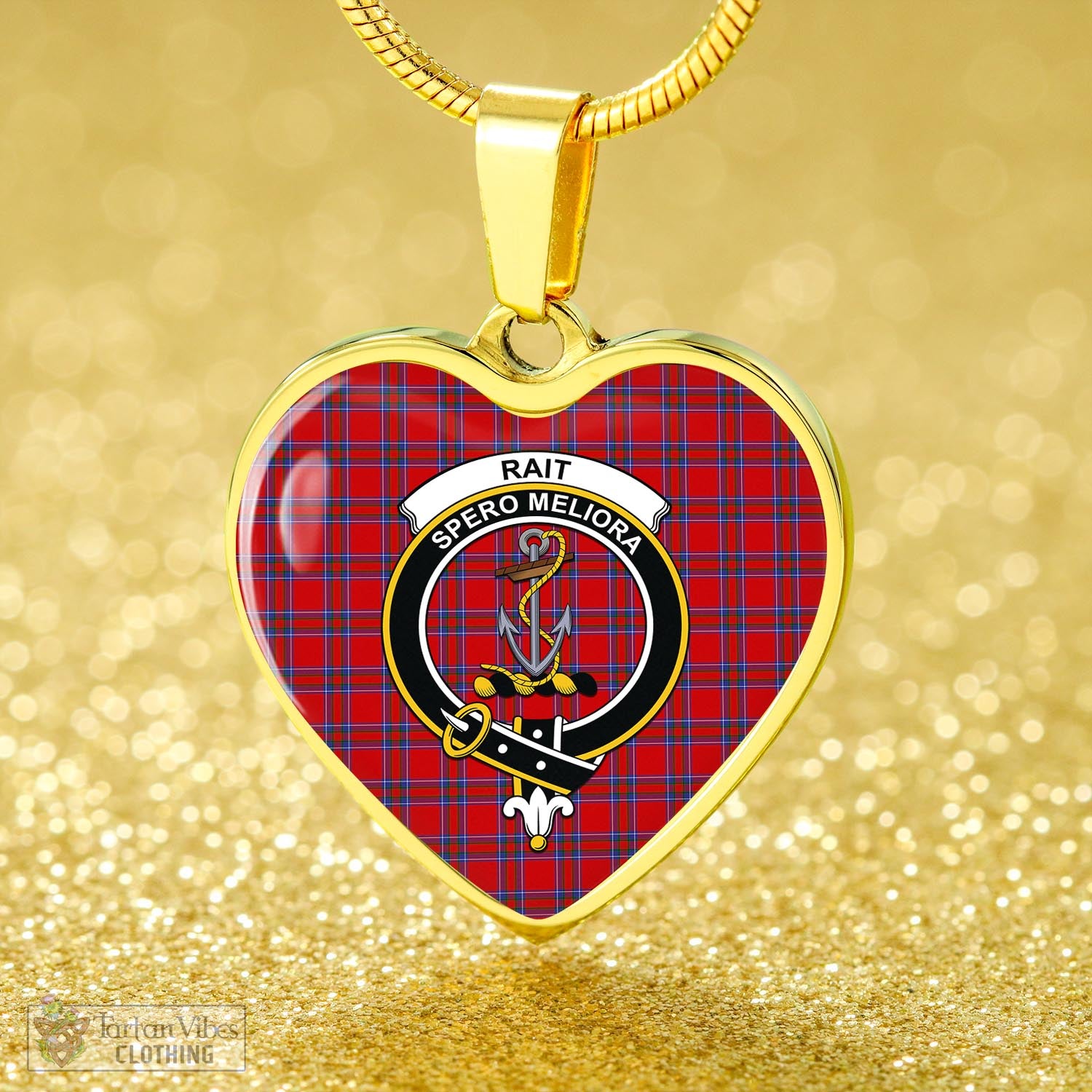 Tartan Vibes Clothing Rait Tartan Heart Necklace with Family Crest