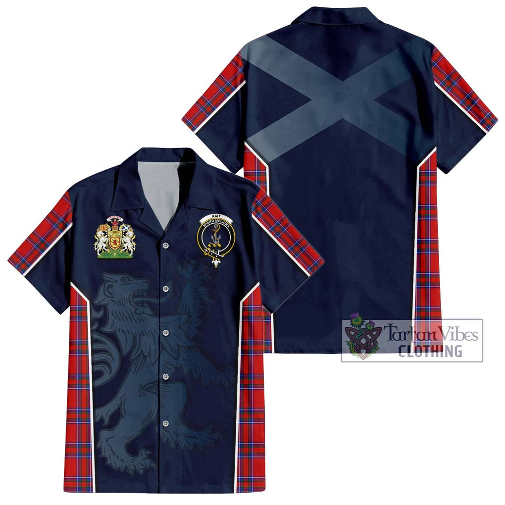 Rait Tartan Short Sleeve Button Shirt with Family Crest and Lion Rampant Vibes Sport Style Kid - Tartan Vibes Clothing