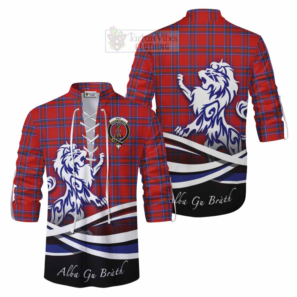 Tartan Vibes Clothing Rait Tartan Ghillie Kilt Shirt with Alba Gu Brath Regal Lion Emblem