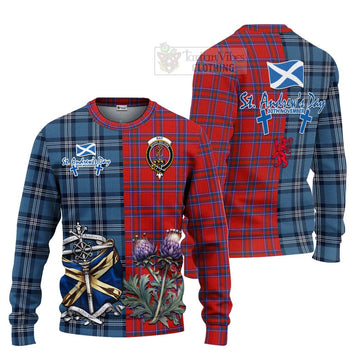 Rait Tartan Knitted Sweater Happy St. Andrew's Day Half Tartan Style