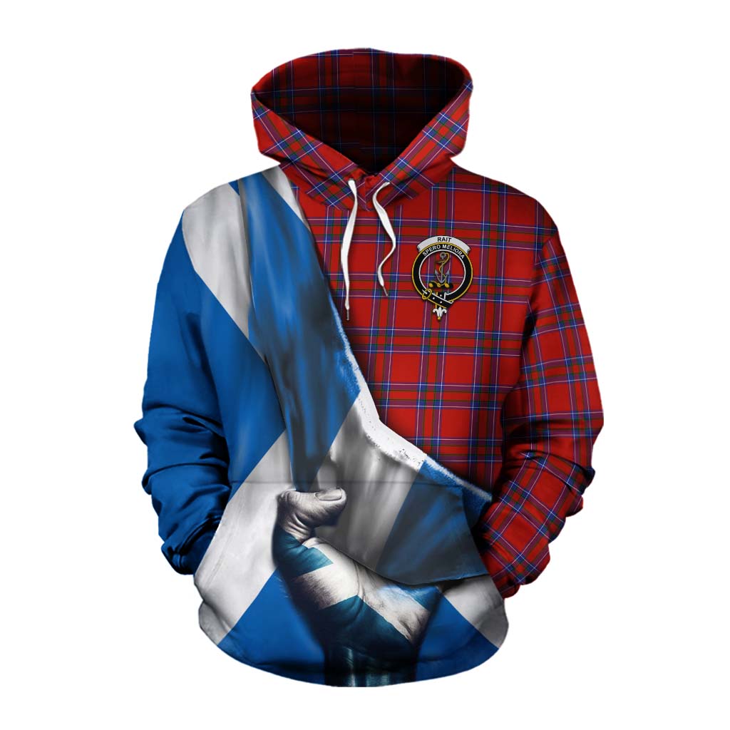 Tartan Vibes Clothing Rait Tartan Cotton Hoodie with Family Crest Scotland Patriotic Style