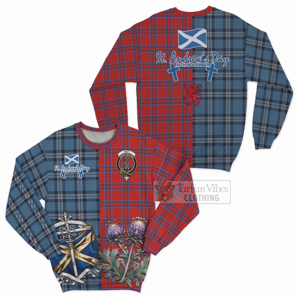 Tartan Vibes Clothing Rait Tartan Sweatshirt Happy St. Andrew's Day Half Tartan Style