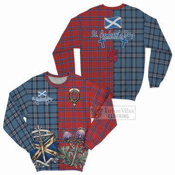 Rait Tartan Sweatshirt Happy St. Andrew's Day Half Tartan Style